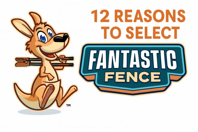 Kangaroo mascot and logo illustrating why homeowners love Fantastic Fence and 12 reasons to select them.