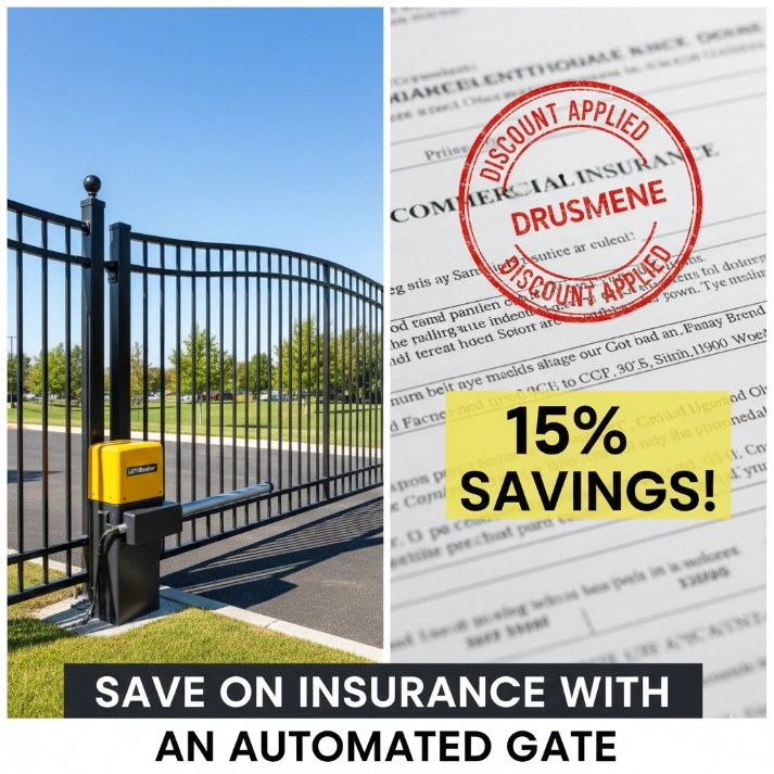 Automated gate system installed to help lower costly Commercial Insurance Premiums